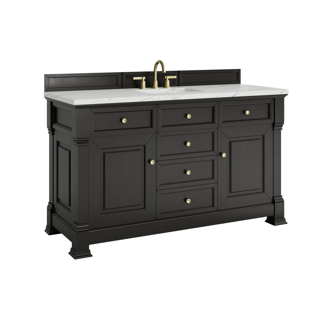 Brookfield 60" Single Vanity, Black Onyx w/ 3 CM Ethereal Noctis Silestone® Top