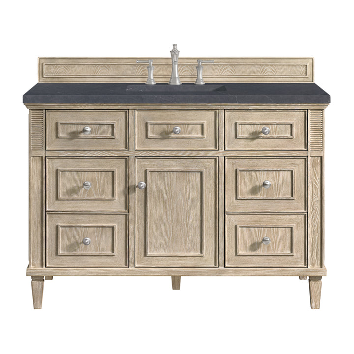 Lorelai 48" Single Vanity, Whitewashed Oak w/ 3 CM Charcoal Soapstone Silestone Top