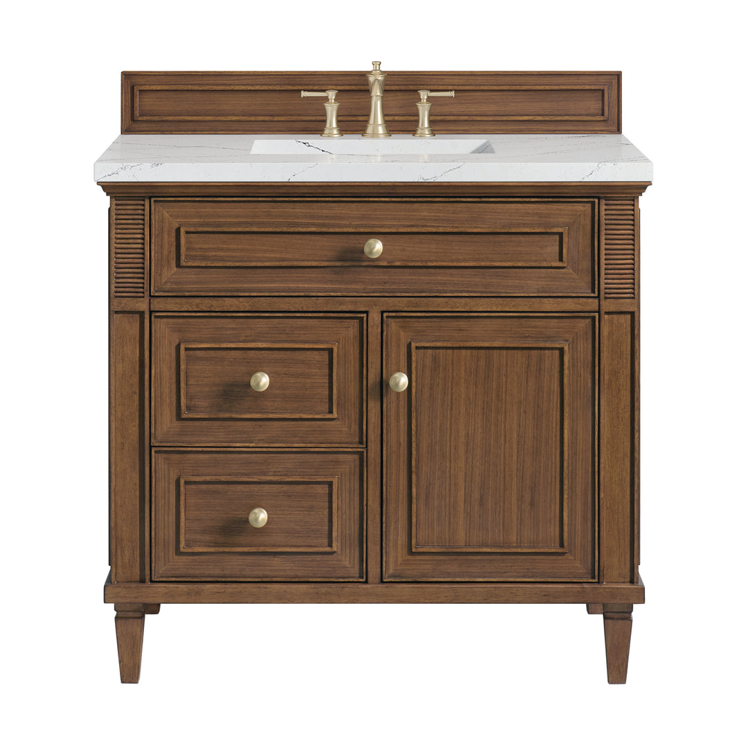 Lorelai 36" Single Vanity, Mid-Century Walnut w/ 3 CM Ethereal Noctis Silestone Top