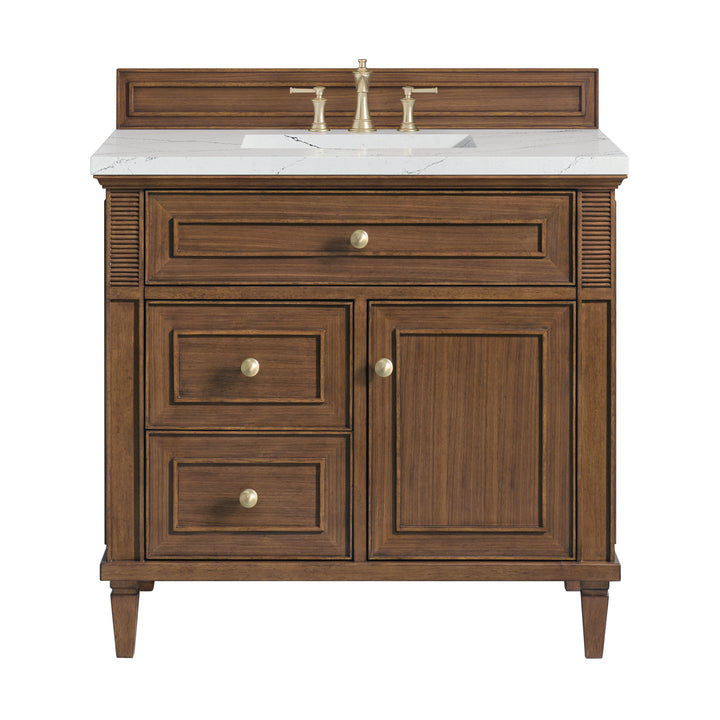 Lorelai 36" Single Vanity, Mid-Century Walnut w/ 3 CM Ethereal Noctis Silestone Top