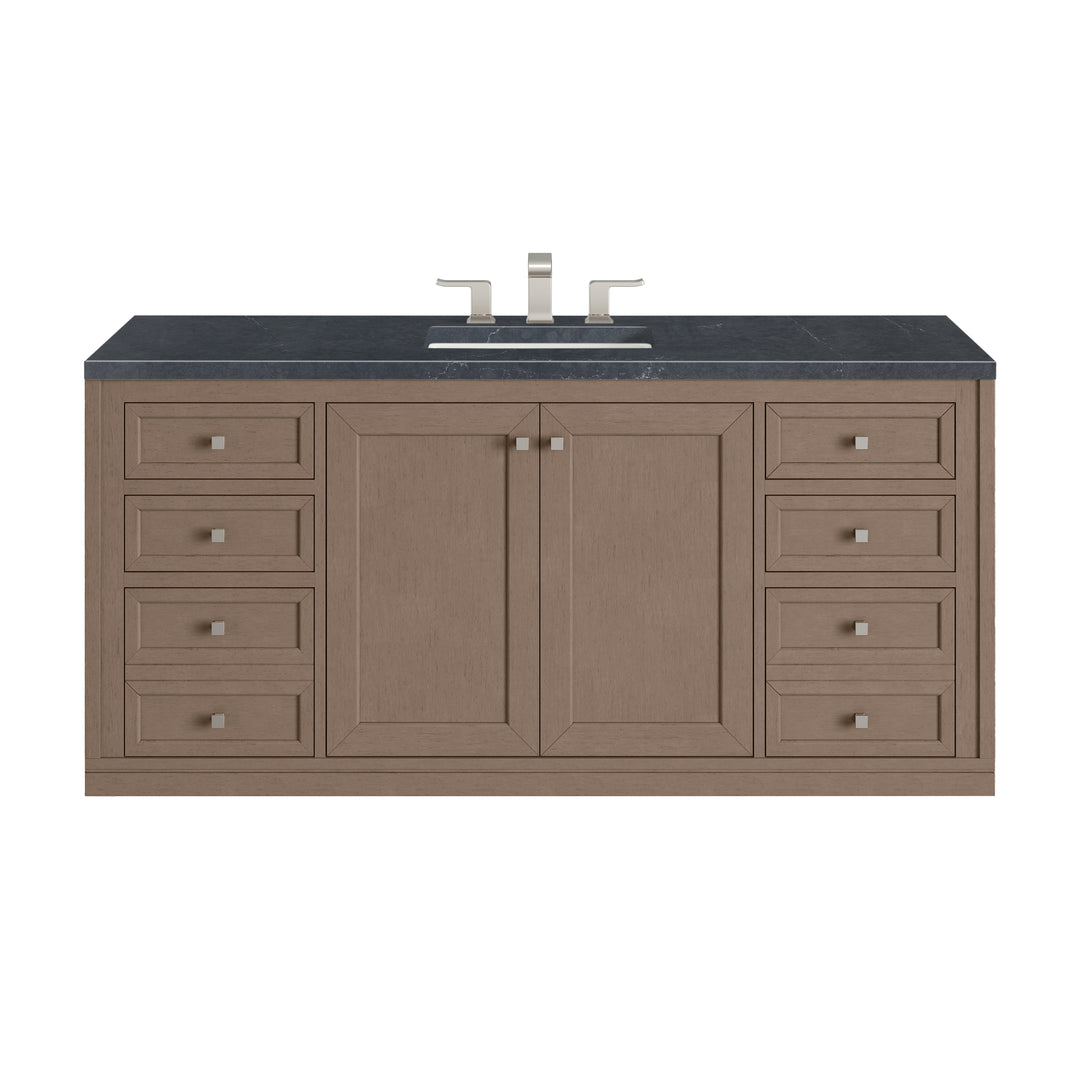Chicago 60" Single Vanity, Walnut Whisper, w/ 3 CM Charcoal Soapstone Silestone® Top