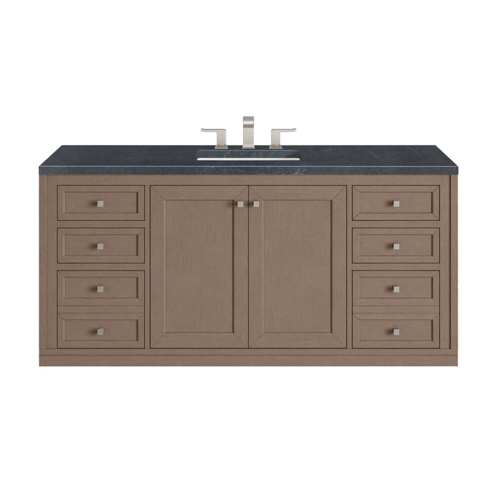 Chicago 60" Single Vanity, Walnut Whisper, w/ 3 CM Charcoal Soapstone Silestone® Top