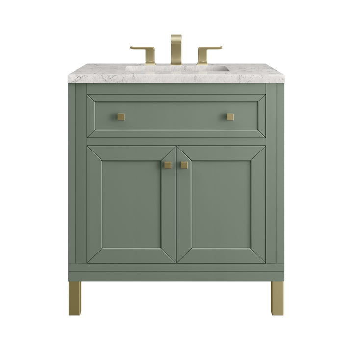 Chicago 30" Single Vanity, Smokey Celadon, w/ 3 CM Eternal Jasmine Pearl Silestone® Top