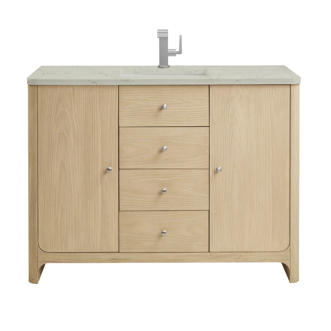 Gracyn 48" Single Vanity, Coastal Driftwood, w/ 3 CM Victorian Silver Silestone Top w/ FreePower Wireless Charger