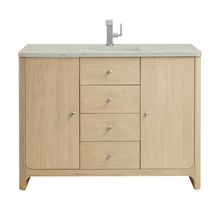 Gracyn 48" Single Vanity, Coastal Driftwood, w/ 3 CM Victorian Silver Silestone Top w/ FreePower Wireless Charger