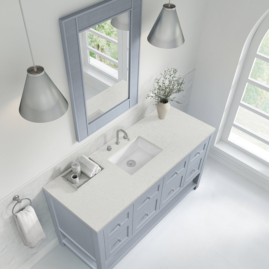 Breckenridge 60" Single Vanity, Serenity Blue, w/ 3 CM Lime Delight Quartz Top