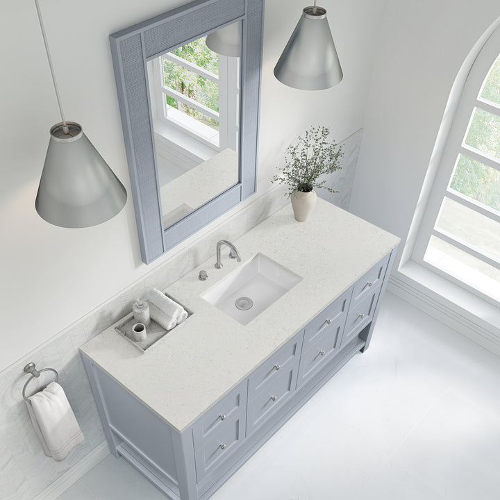 Breckenridge 60" Single Vanity, Serenity Blue, w/ 3 CM Lime Delight Quartz Top