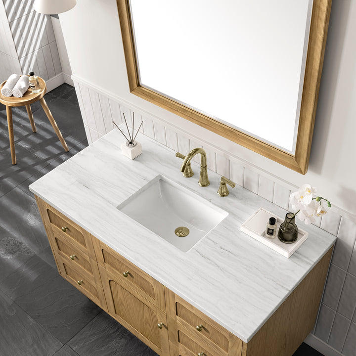 Laurent 48" Single Vanity, Light Natural Oak w/ 3 CM Arctic Fall Top
