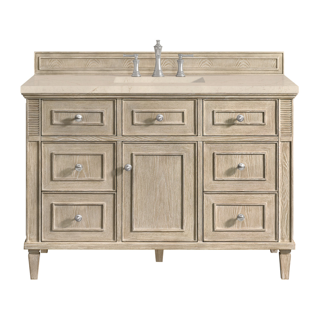 Lorelai 48" Single Vanity, Whitewashed Oak w/ 3 CM Eternal Marfil Silestone Top