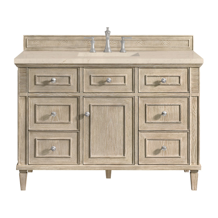 Lorelai 48" Single Vanity, Whitewashed Oak w/ 3 CM Eternal Marfil Silestone Top