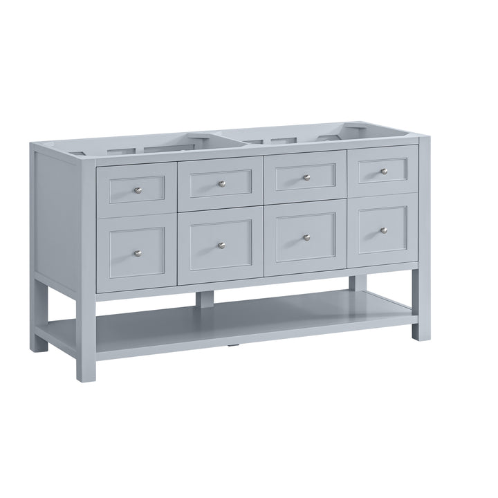 Breckenridge 60" Double Vanity, Serenity Blue, w/ 3 CM Eternal Jasmine Pearl Quartz Top
