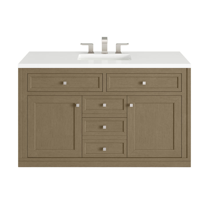 Chicago 48" Single Vanity, Walnut Whisper, w/ 3 CM White Zeus Silestone® Top