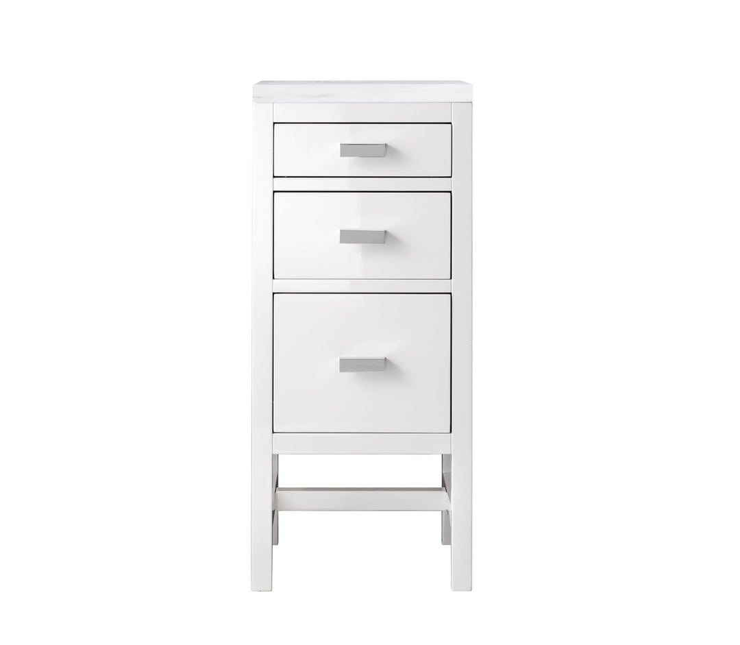 Addison 15" Base Cabinet, Glossy White w/ 3 CM Arctic Fall Solid Surface Top