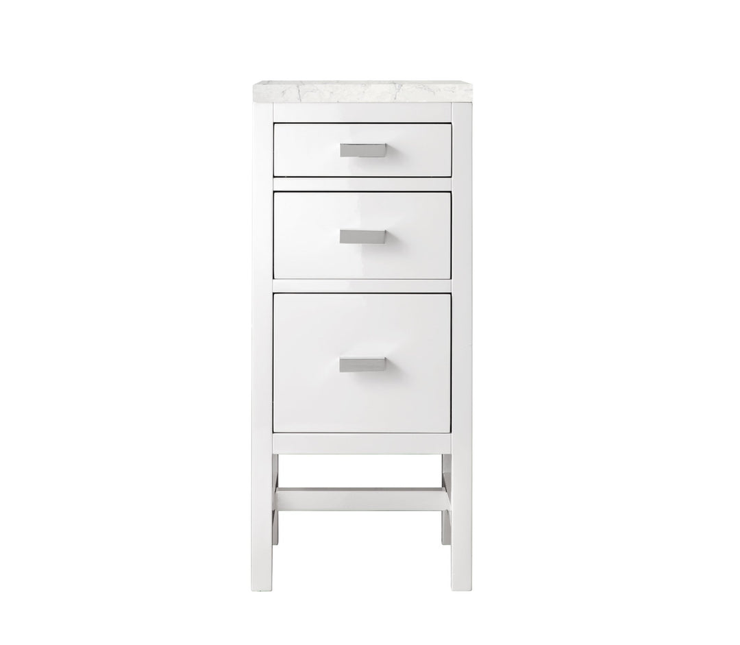 Addison 15" Base Cabinet, Glossy White w/ 3 CM Eternal Jasmine Pearl Silestone Top