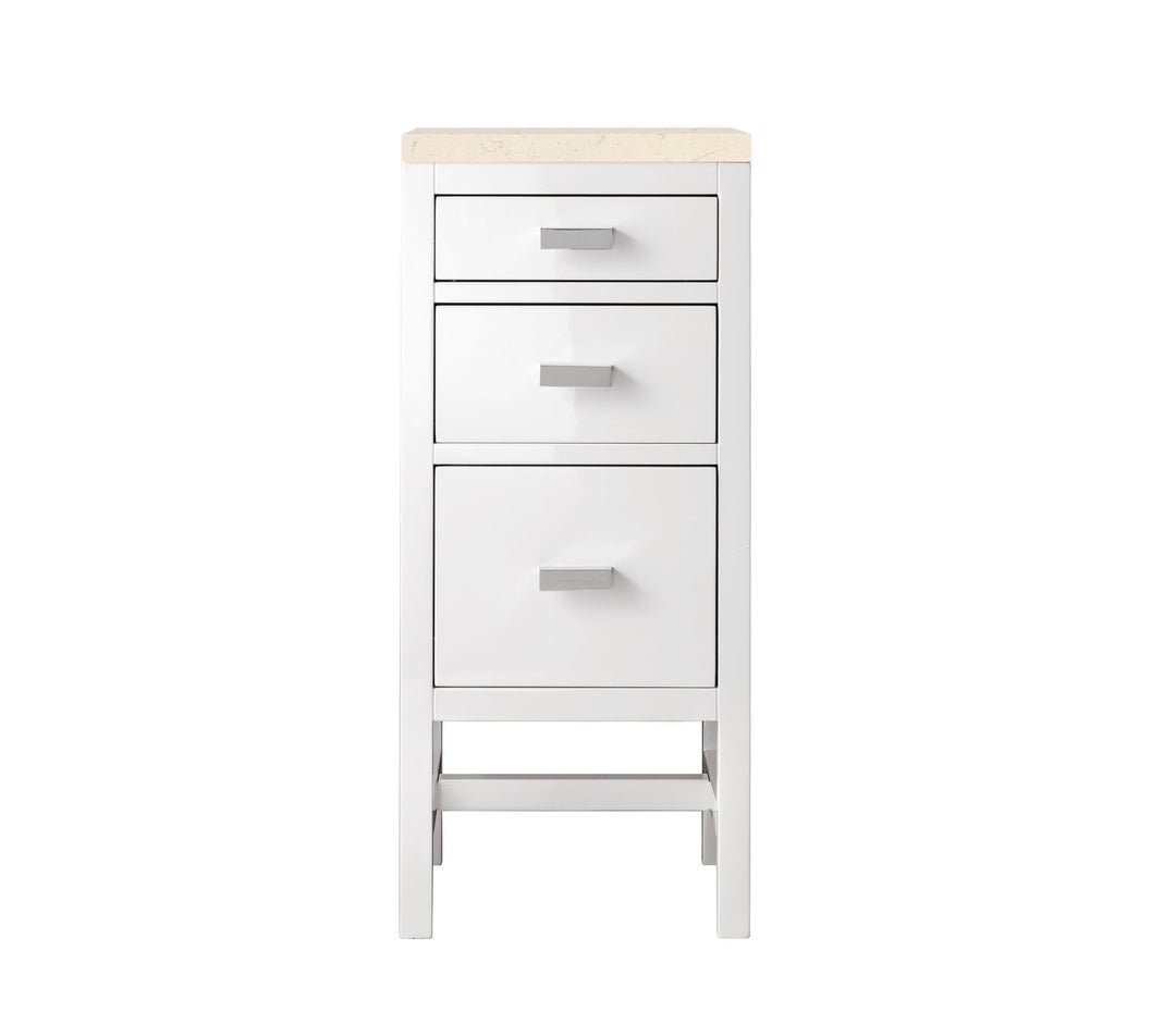 Addison 15" Base Cabinet, Glossy White w/ 3 CM Eternal Marfil Top