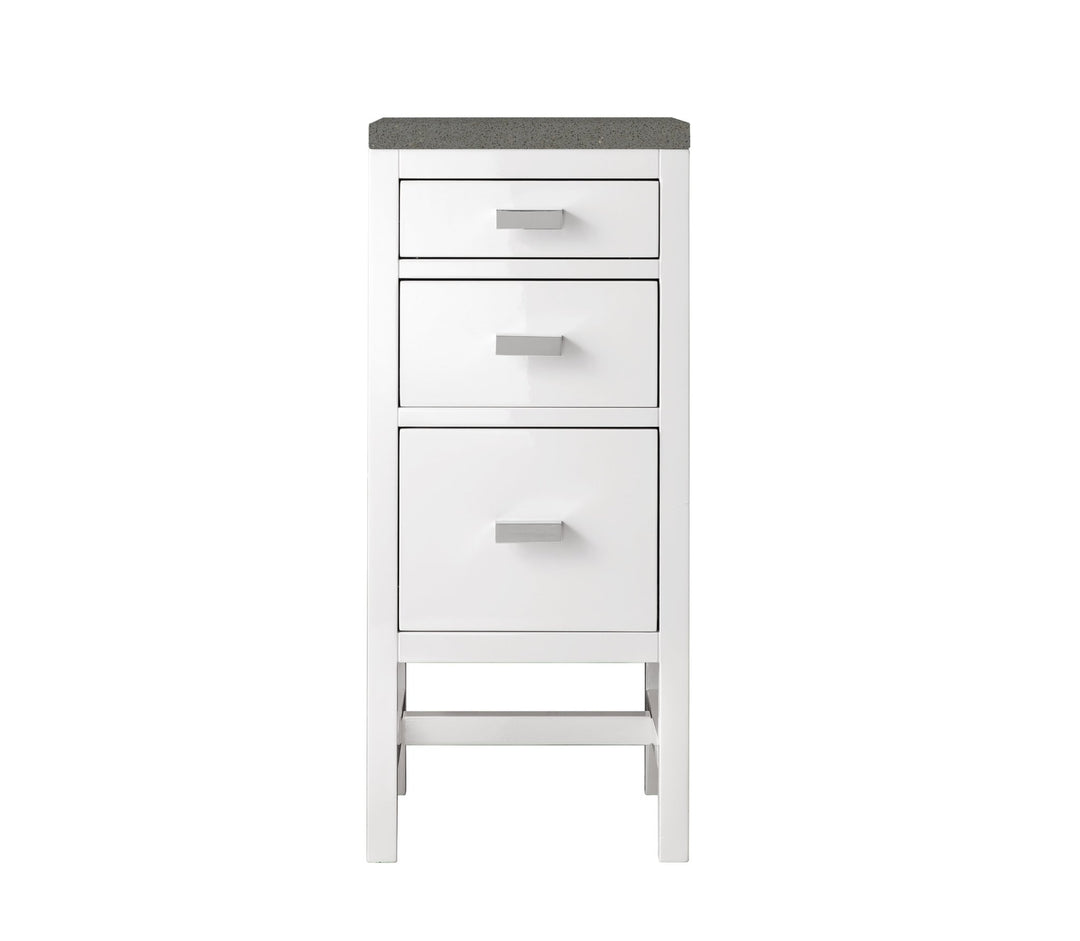 Addison 15" Base Cabinet, Glossy White w/ 3 CM Grey Expo Silestone Top