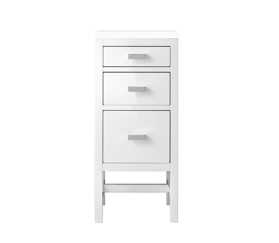 Addison 15" Base Cabinet, Glossy White w/ 3 CM White Zeus Silestone Top