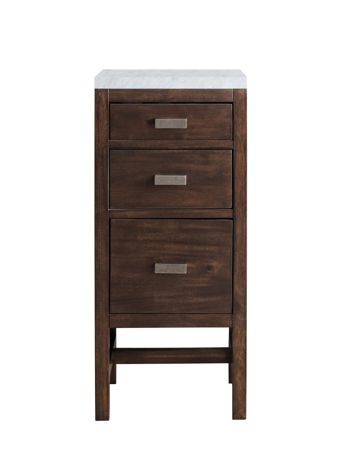 Addison 15" Base Cabinet, Mid-Century Acacia w/ 3 CM Carrara Marble Top