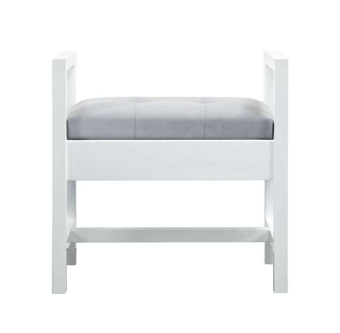 Addison 24.5" Upholstered Bench, Glossy White