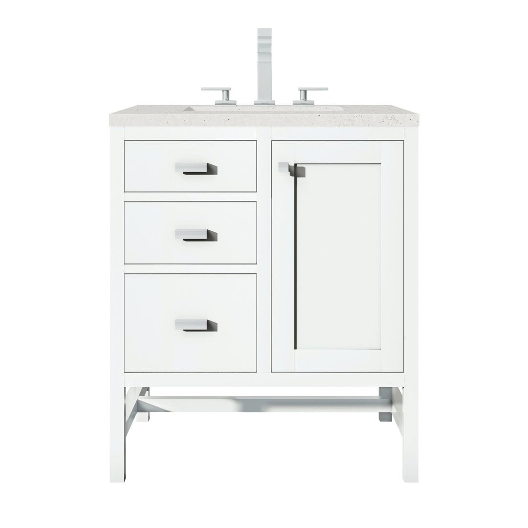 Addison 30" Single Vanity, Glossy White w/ 3 CM Lime Delight Silestone Top