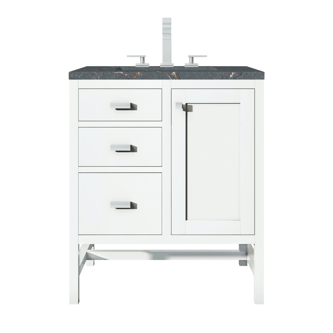 Addison 30" Single Vanity, Glossy White w/ 3 CM Parisien Bleu Silestone Top