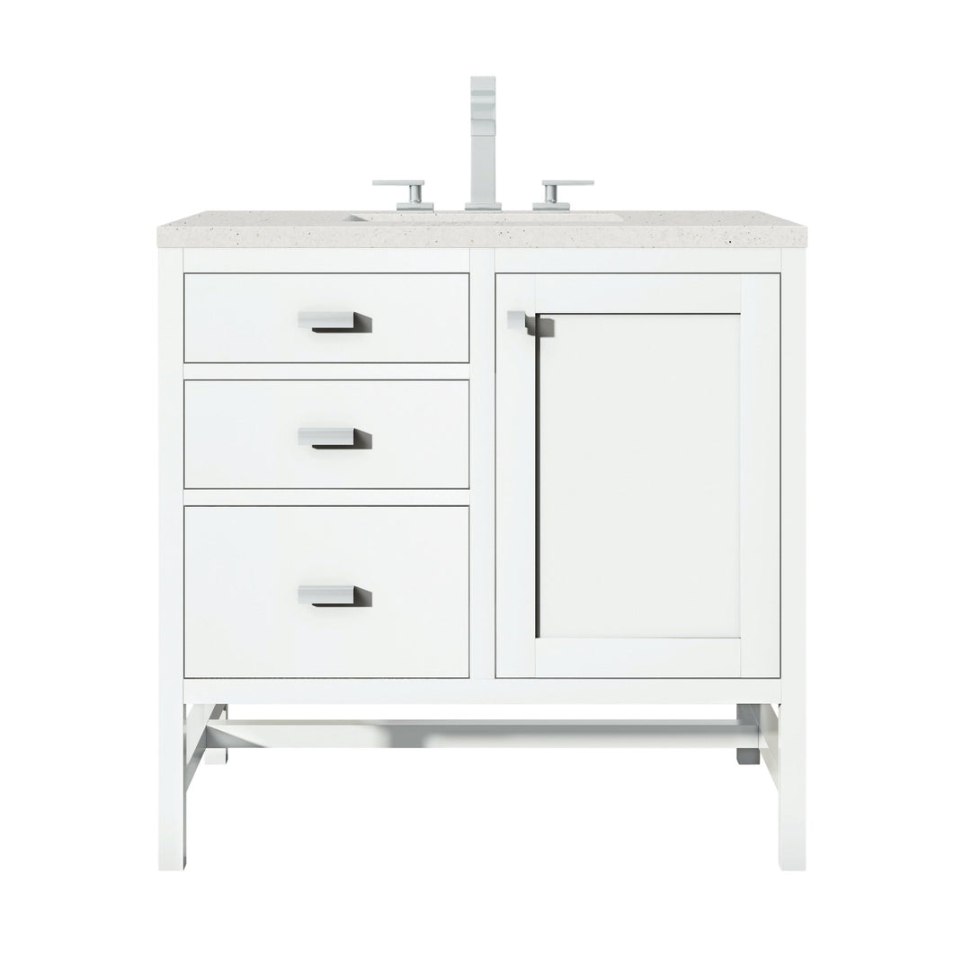 Addison 36" Single Vanity, Glossy White w/ 3 CM Lime Delight Silestone Top