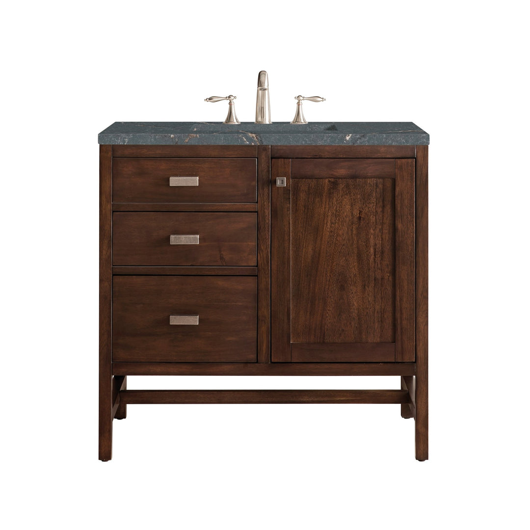 Addison 36" Single Vanity, Mid-Century Acacia w/ 3 CM Parisien Bleu Silestone Top
