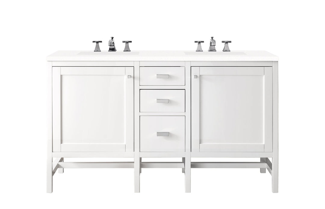 Addison 60" Double Vanity, Glossy White w/ 3 CM White Zeus Silestone Top
