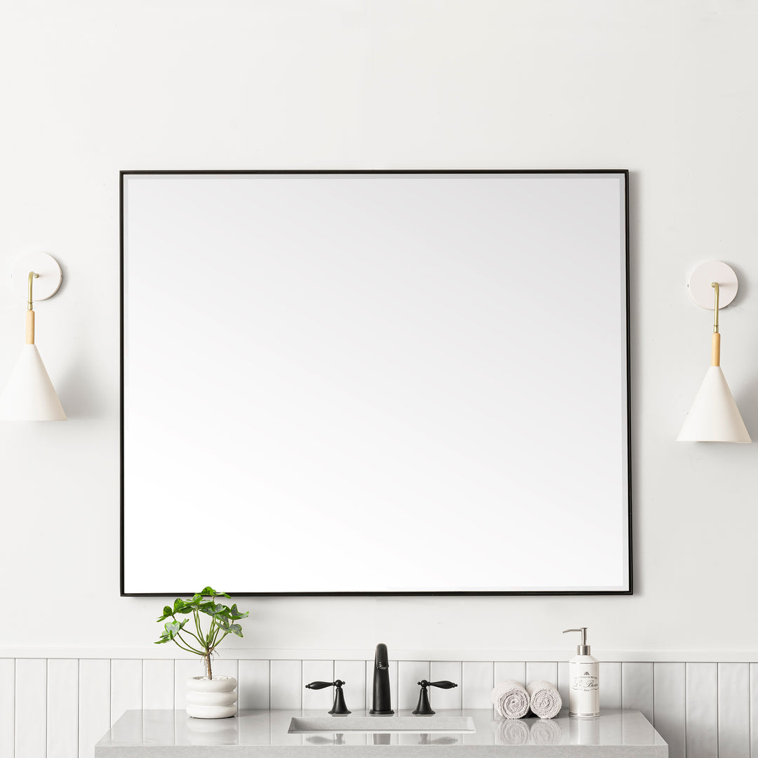 Rohe 48" Rectangular Mirror, Matte Black