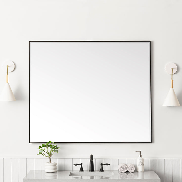 Rohe 48" Rectangular Mirror, Matte Black