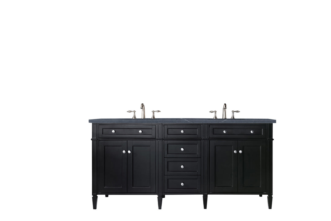 Brittany 72" Double Vanity, Black Onyx w/ 3 CM Charcoal Soapstone Silestone Top