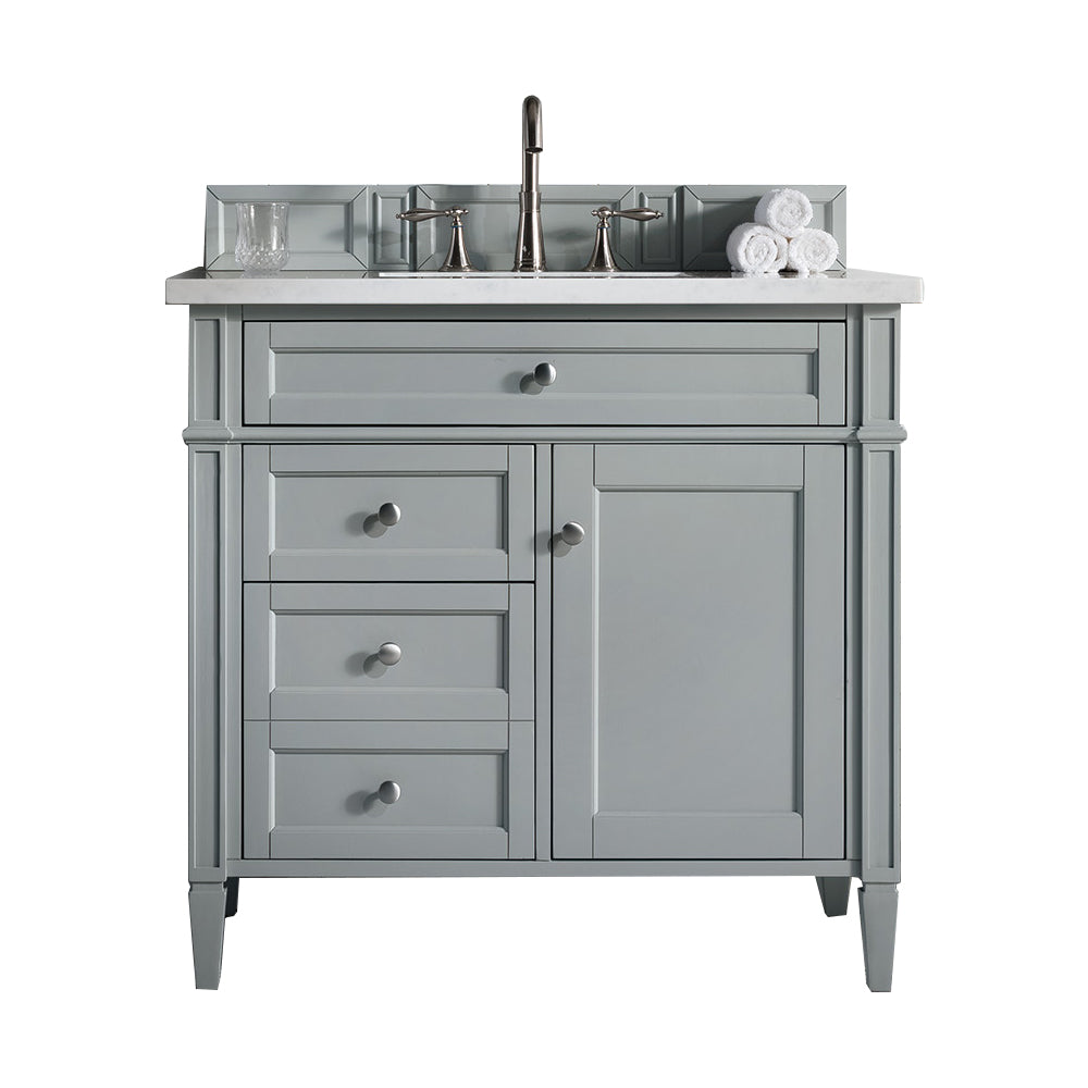 Brittany 36" Single Vanity, Urban Gray w/ 3 CM Arctic Fall Solid Surface Top