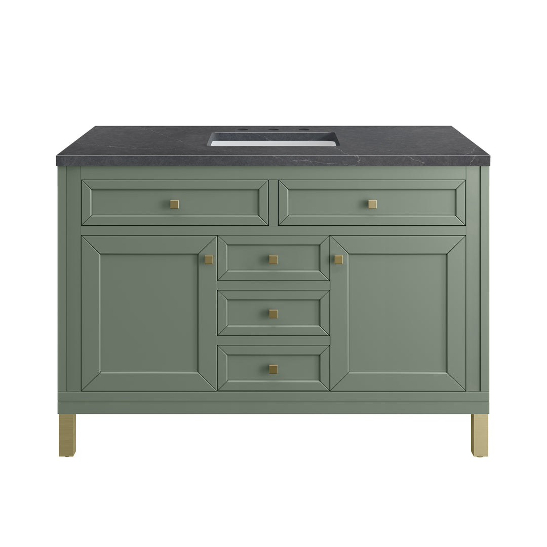 Chicago 48" Single Vanity, Smokey Celadon, w/ 3 CM Charcoal Soapstone Silestone® Top