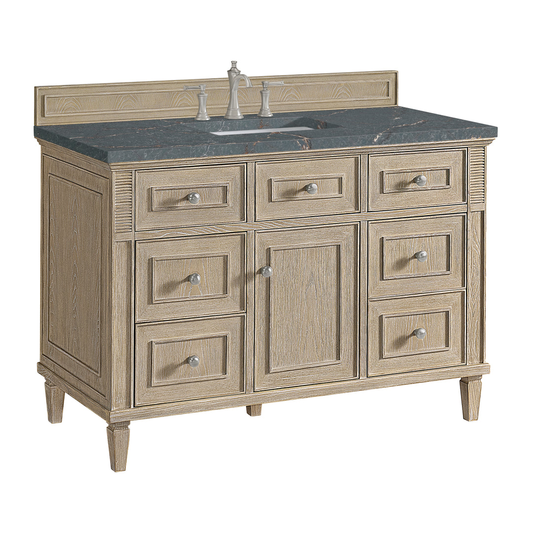 Lorelai 48" Single Vanity, Whitewashed Oak w/ 3 CM Parisien Bleu Silestone Top