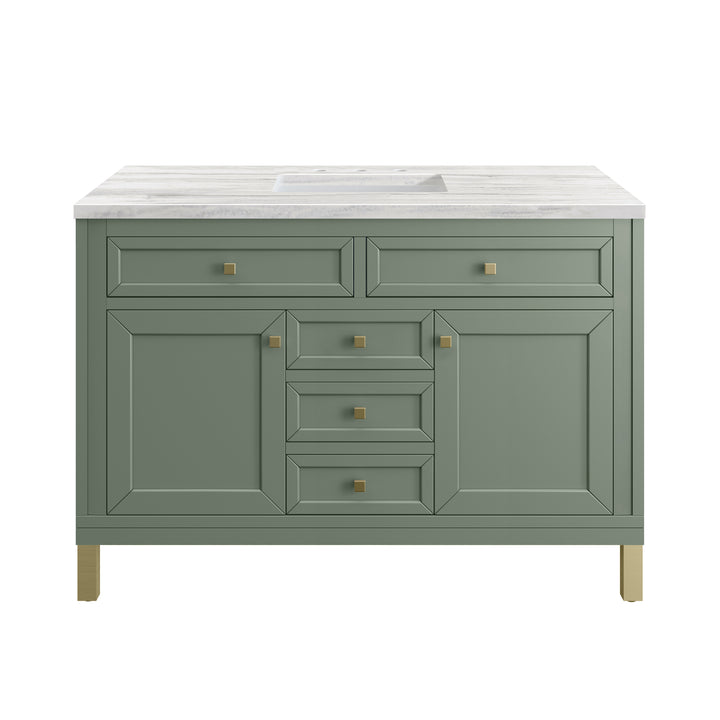 Chicago 48" Single Vanity, Smokey Celadon, w/ 3 CM Arctic Fall Solid Surface Top
