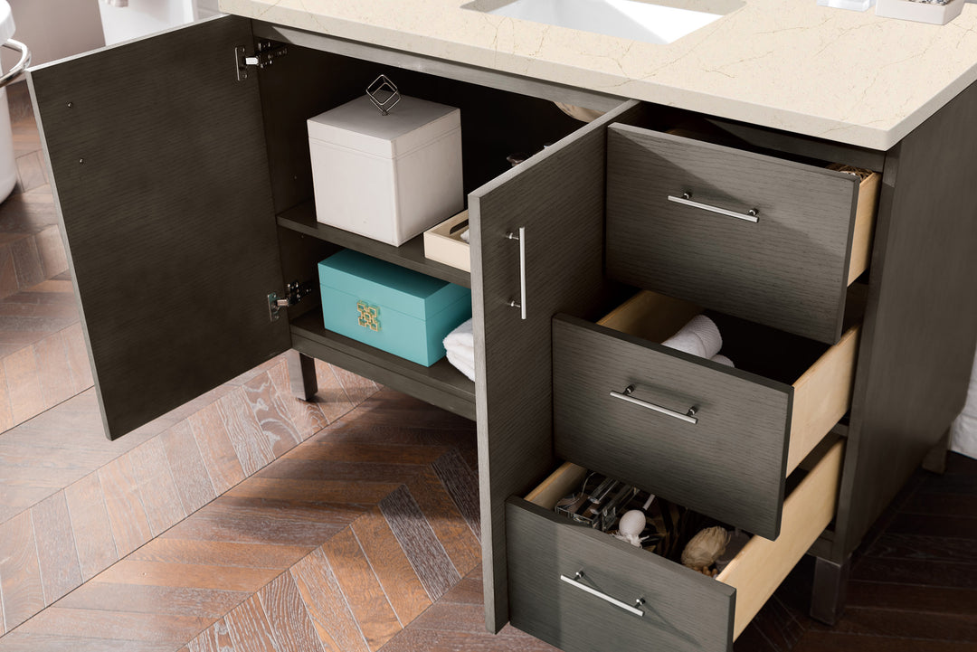 Metropolitan 48" Single Vanity, Silver Oak w/ 3 CM Eternal Marfil Silestone Top