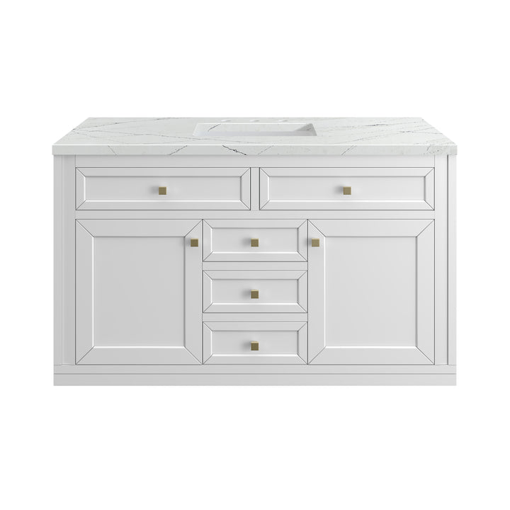 Chicago 48" Single Vanity, Glossy White, w/ 3 CM Ethereal Noctis Silestone® Top