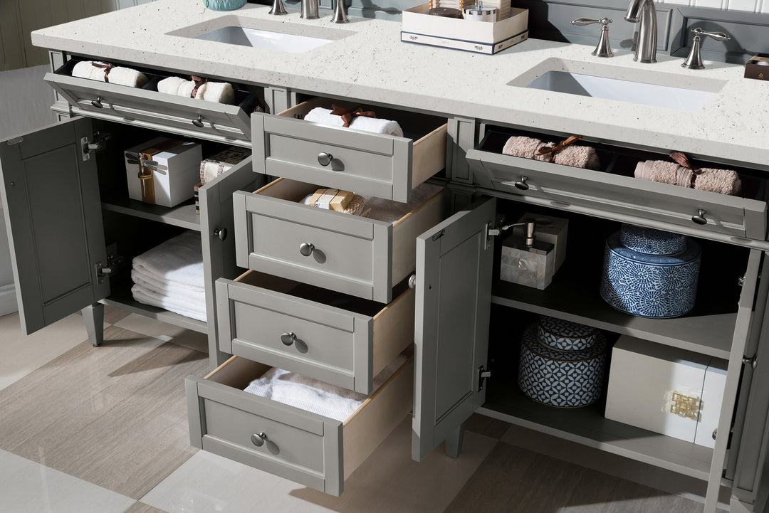 Brittany 72" Double Vanity, Urban Gray w/ 3 CM Lime Delight Silestone Top