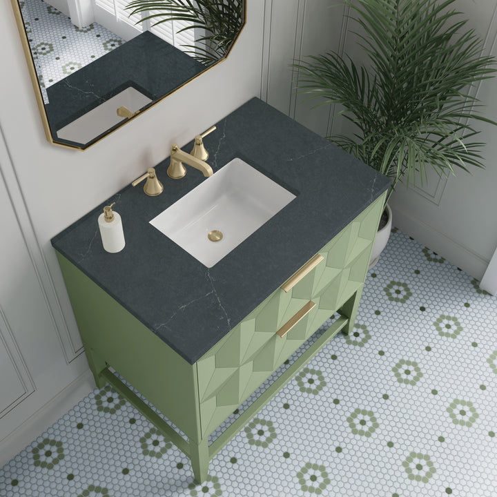 Emmeline 36" Single Vanity, Pistachio w/ 3 CM Charcoal Soapstone Top