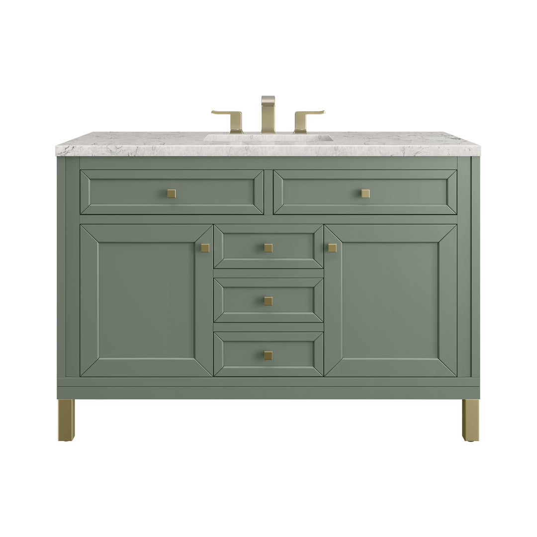 Chicago 48" Single Vanity, Smokey Celadon, w/ 3 CM Eternal Jasmine Pearl Silestone® Top w/FreePower Wireless Charger