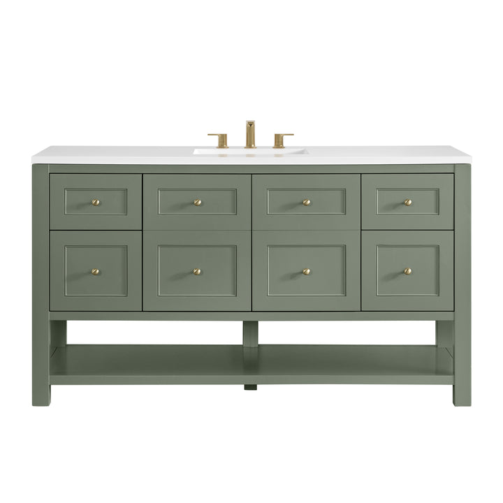 Breckenridge 60" Single Vanity, Smokey Celadon, w/ 3 CM White Zeus Quartz Top