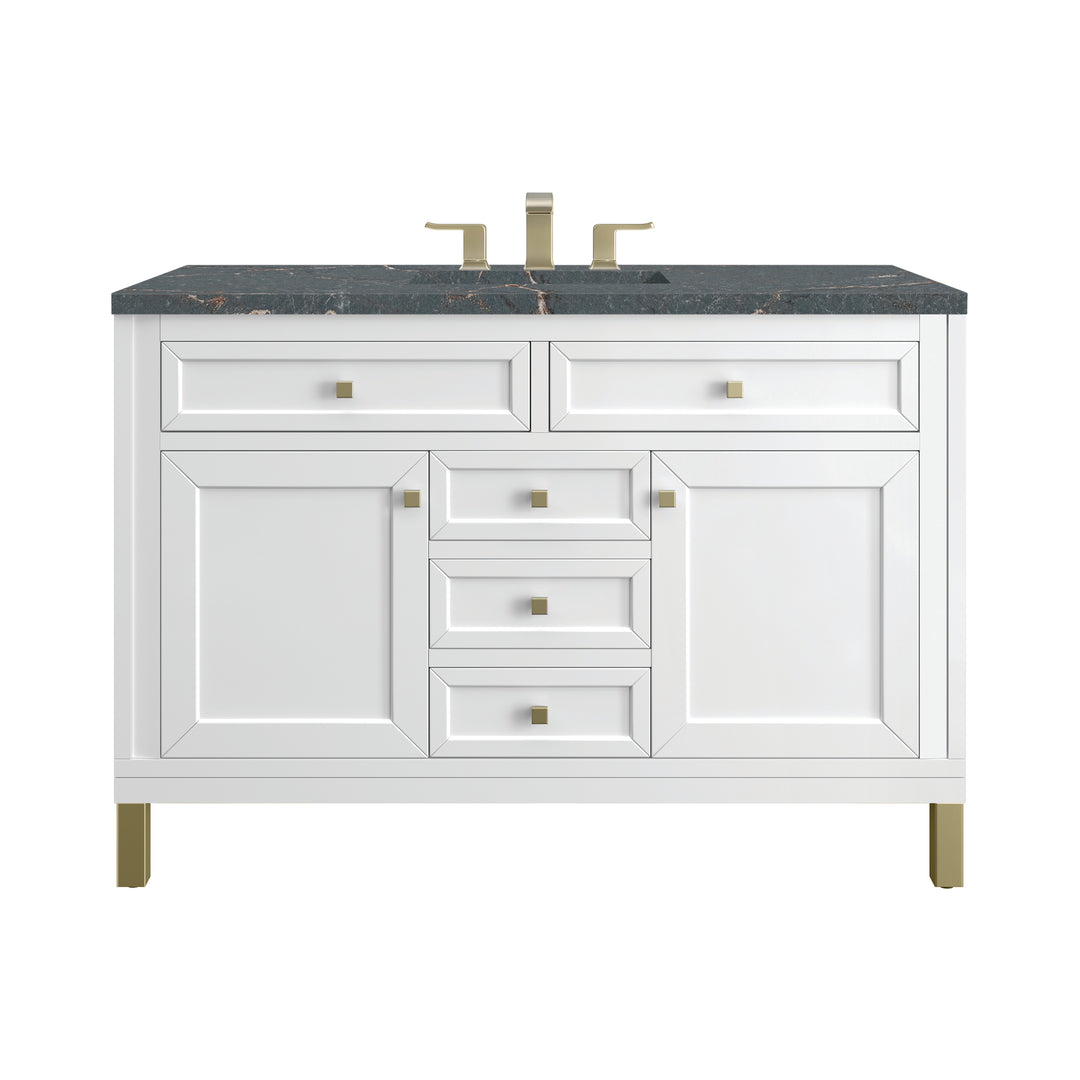 Chicago 48" Single Vanity, Glossy White, w/ 3 CM Parisien Bleu Silestone® Top