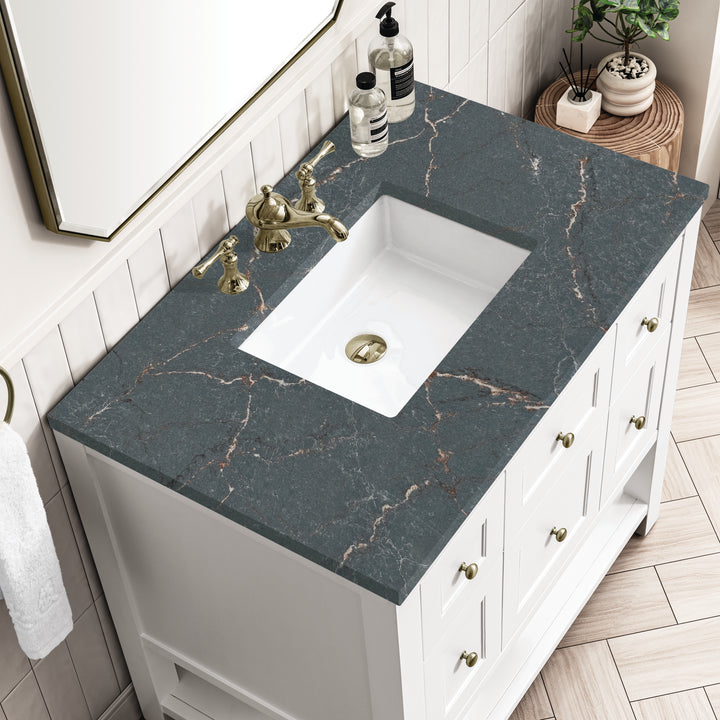 Breckenridge 36" Single Vanity, Bright White w/ 3 CM Parisien Bleu Top