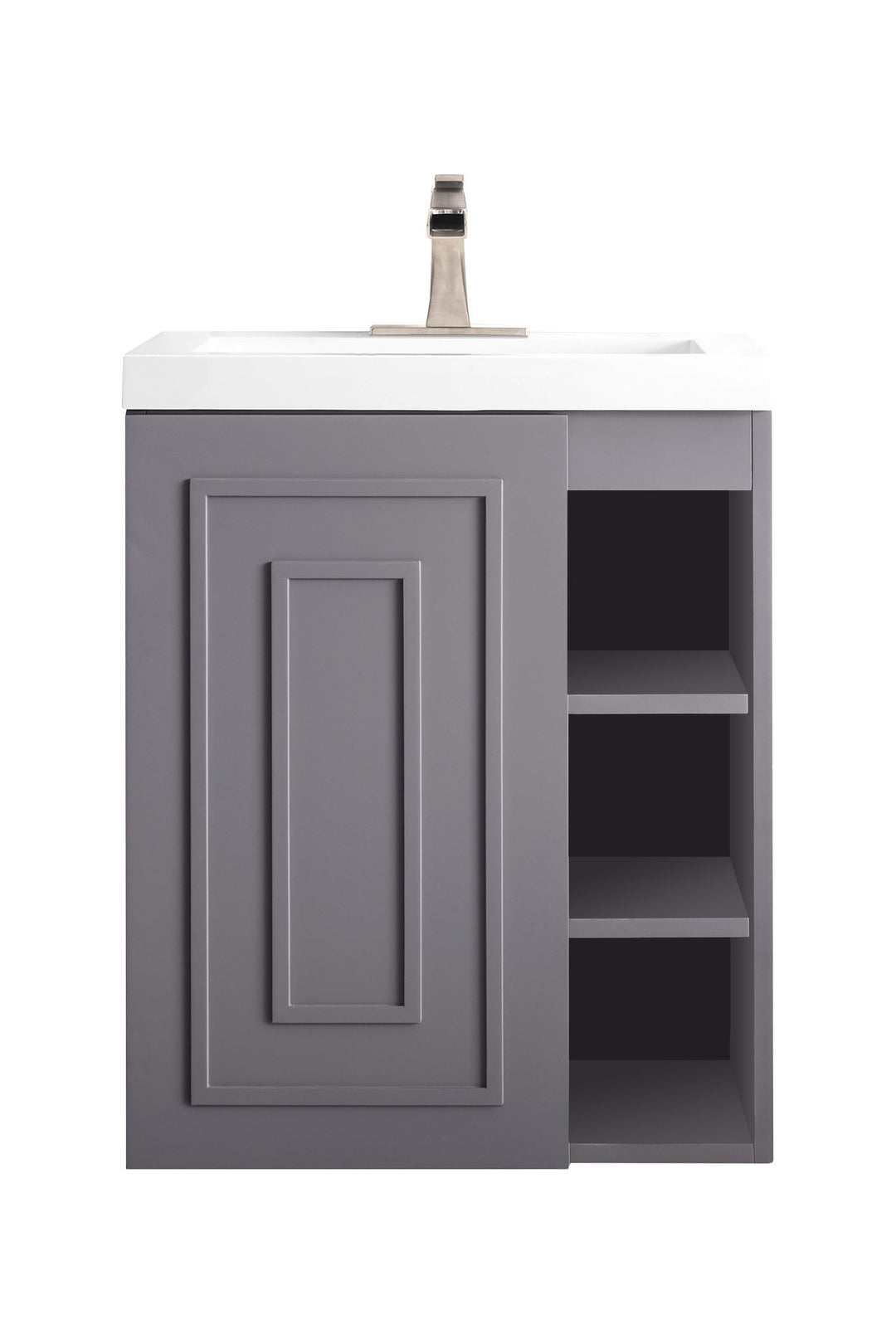 Alicante 24" Single Vanity, Gray Smoke w/ White Glossy Composite Stone Top