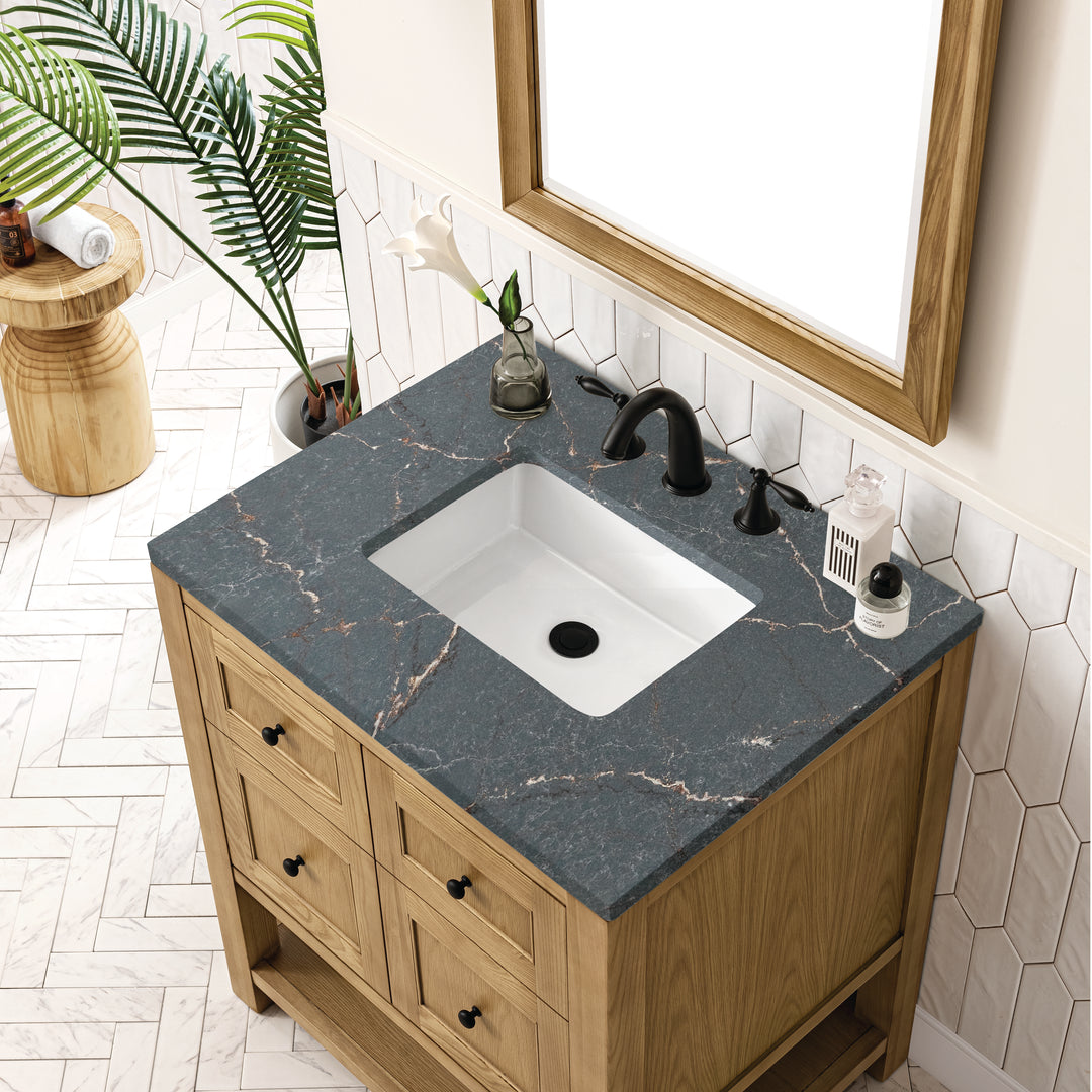 Breckenridge 30" Single Vanity, Light Natural Oak w/ 3 CM Parisien Bleu Top