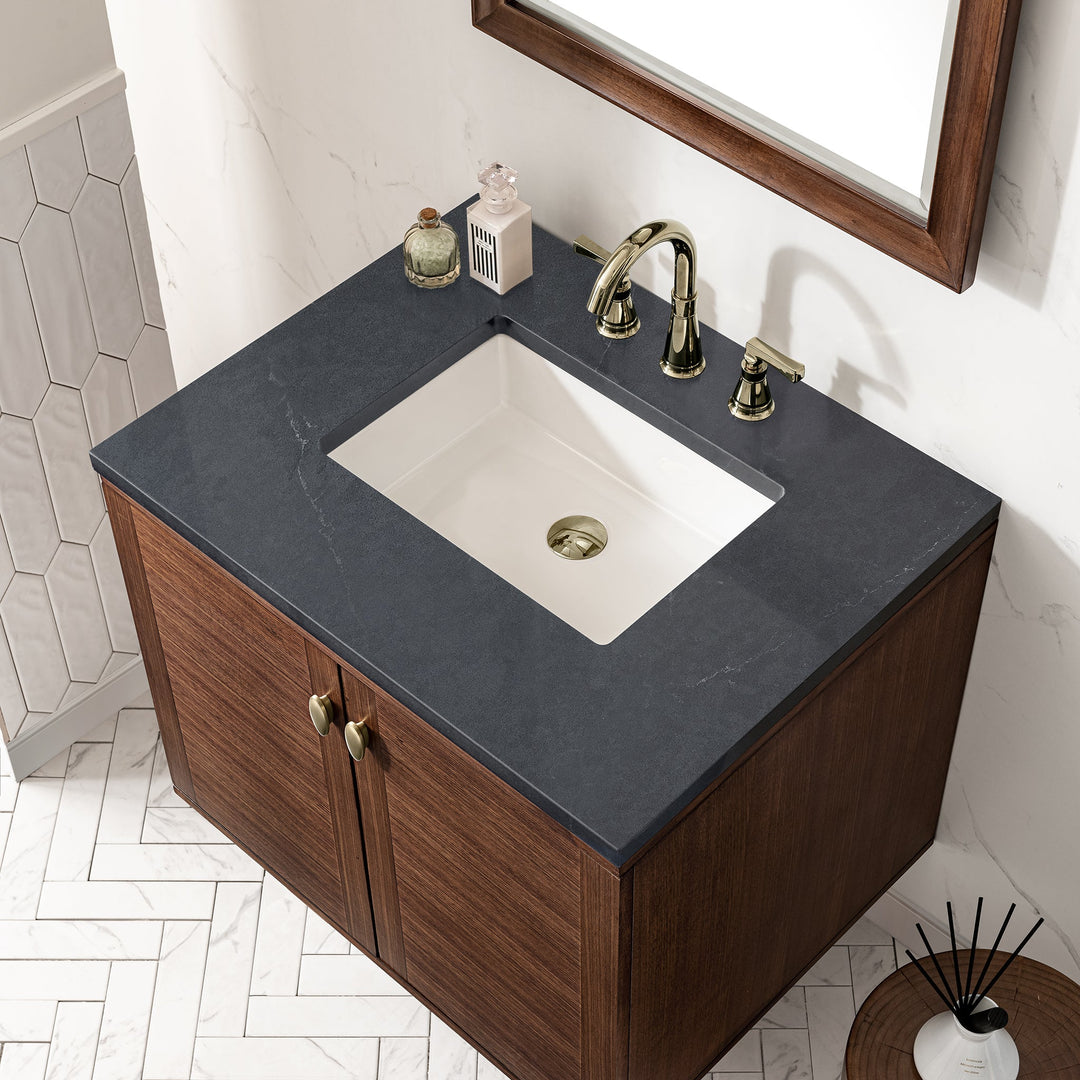 Amberly 30" Single Vanity Cabinet, Mid-Century Walnut
