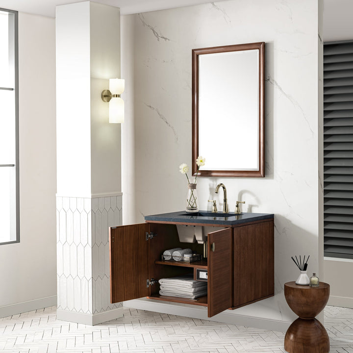 Amberly 30" Single Vanity, Mid-Century Walnut w/ 3 CM Charcoal Soapstone Top