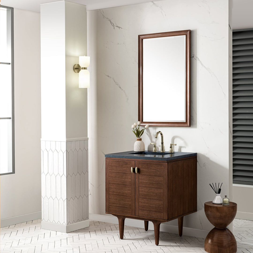 Amberly 30" Single Vanity, Mid-Century Walnut w/ 3 CM Charcoal Soapstone Top