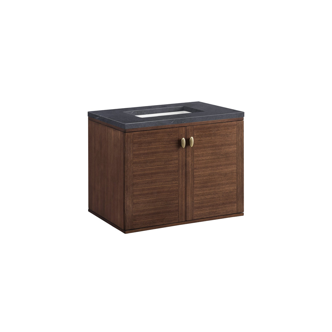 Amberly 30" Single Vanity, Mid-Century Walnut w/ 3 CM Charcoal Soapstone Top