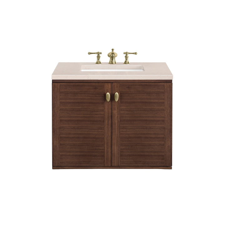 Amberly 30" Single Vanity, Mid-Century Walnut w/ 3 CM Eternal Marfil Top